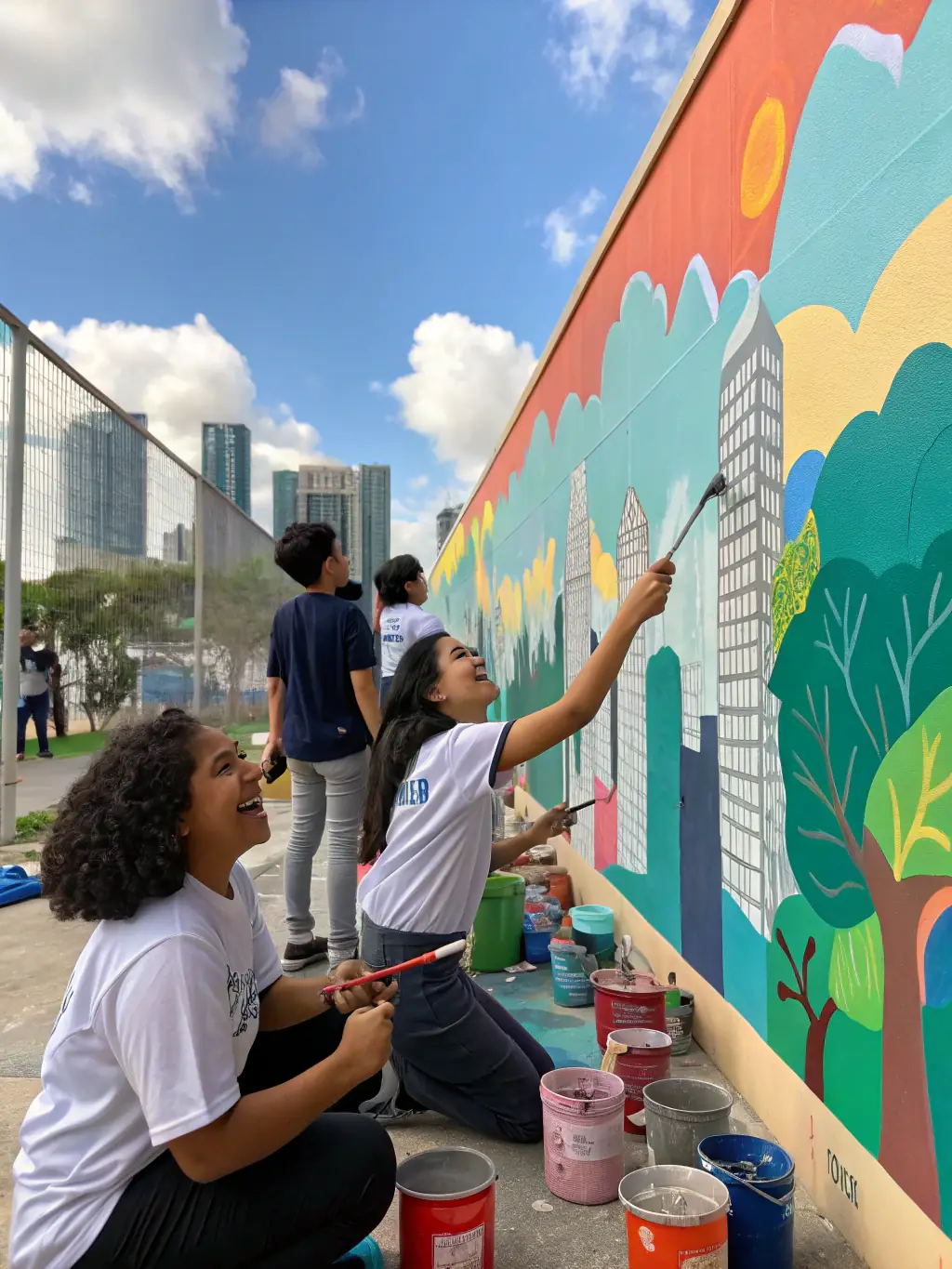 A captivating image of children and adults creating art together during a CASCI-sponsored art program, illustrating the organization's focus on fostering artistic engagement.